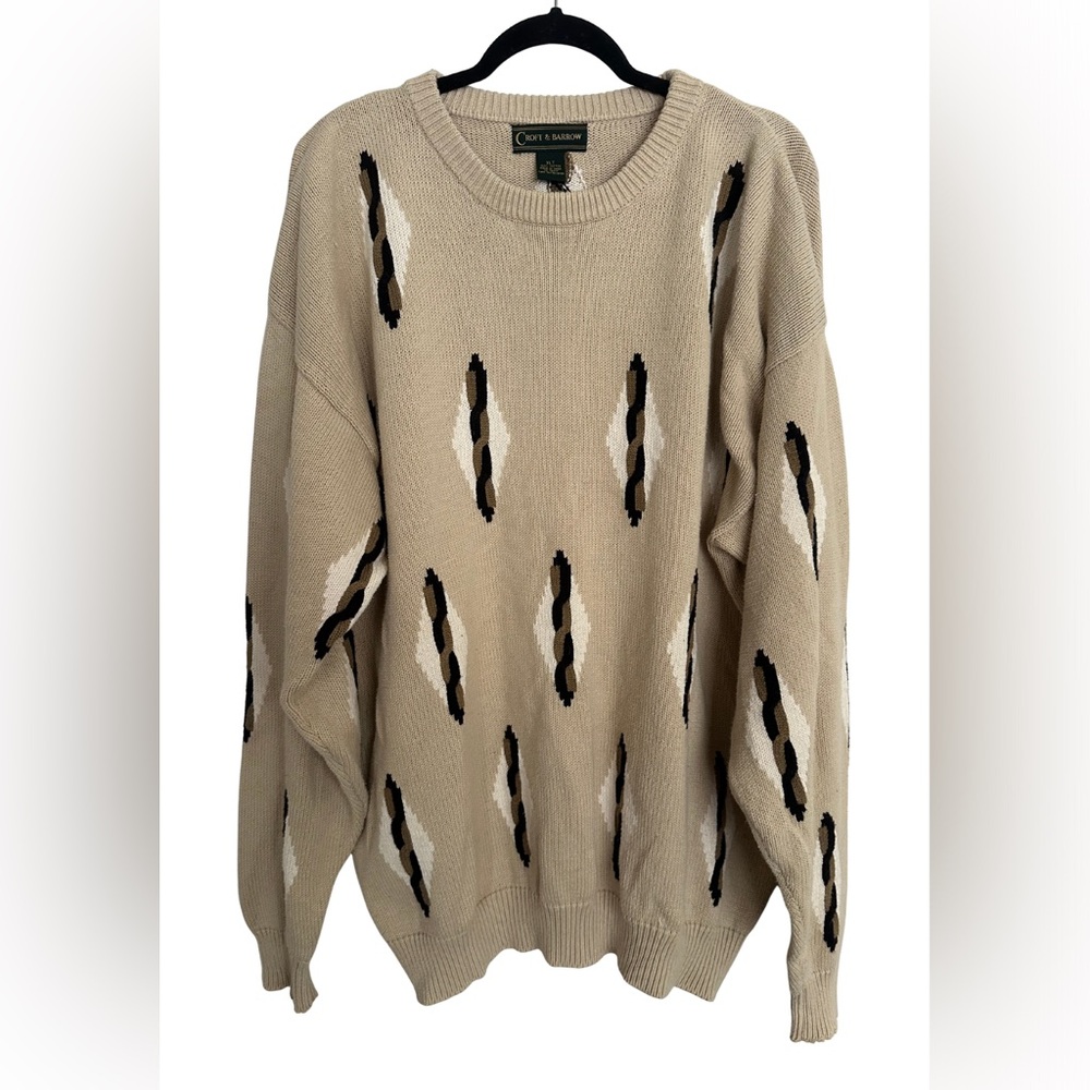Croft & Barrow Neutral Geometric Knit Sweater XLT – GUC